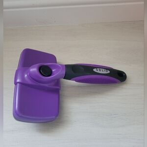 Purple Pet Grooming Brush Self Cleaning